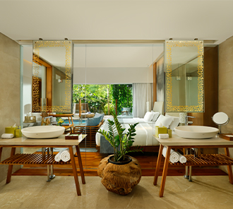Impressive Lagoon Pool Access -  His and her wash basin